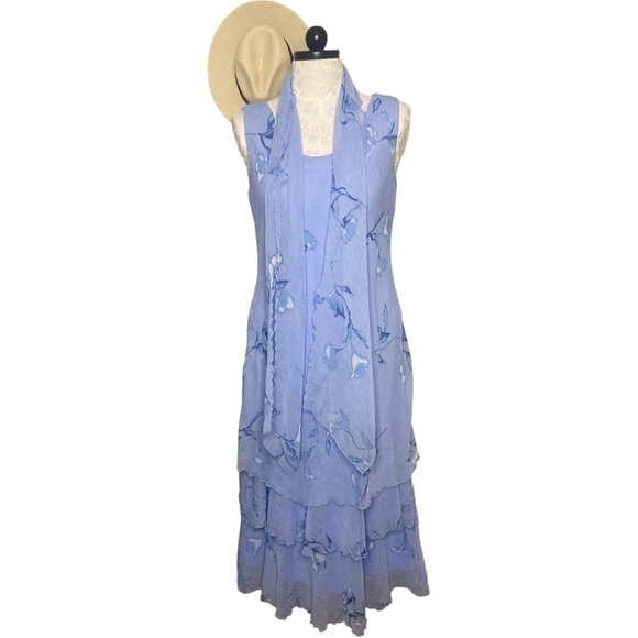 Flowy Lavender sleeveless tiered maxi sundress with scarf - Picture 3 of 8